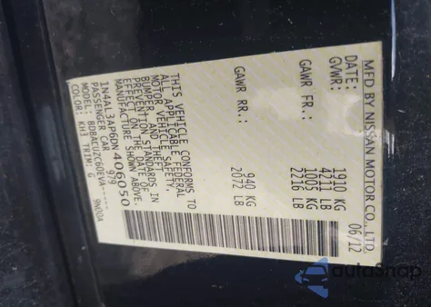 2013 Nissan Altima 2.5 Sv z USA, uszkodzony, nr VIN 1N4AL3AP6DN406050